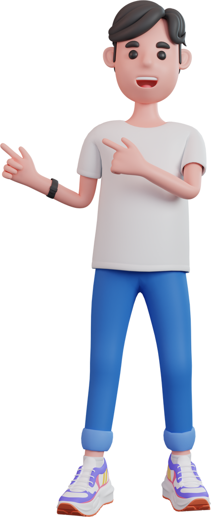 3d icon of man pointing right
